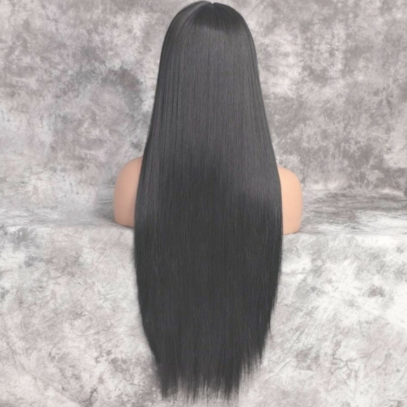 Black with Bangs 30in Straight Wig - Picture 3 of 4